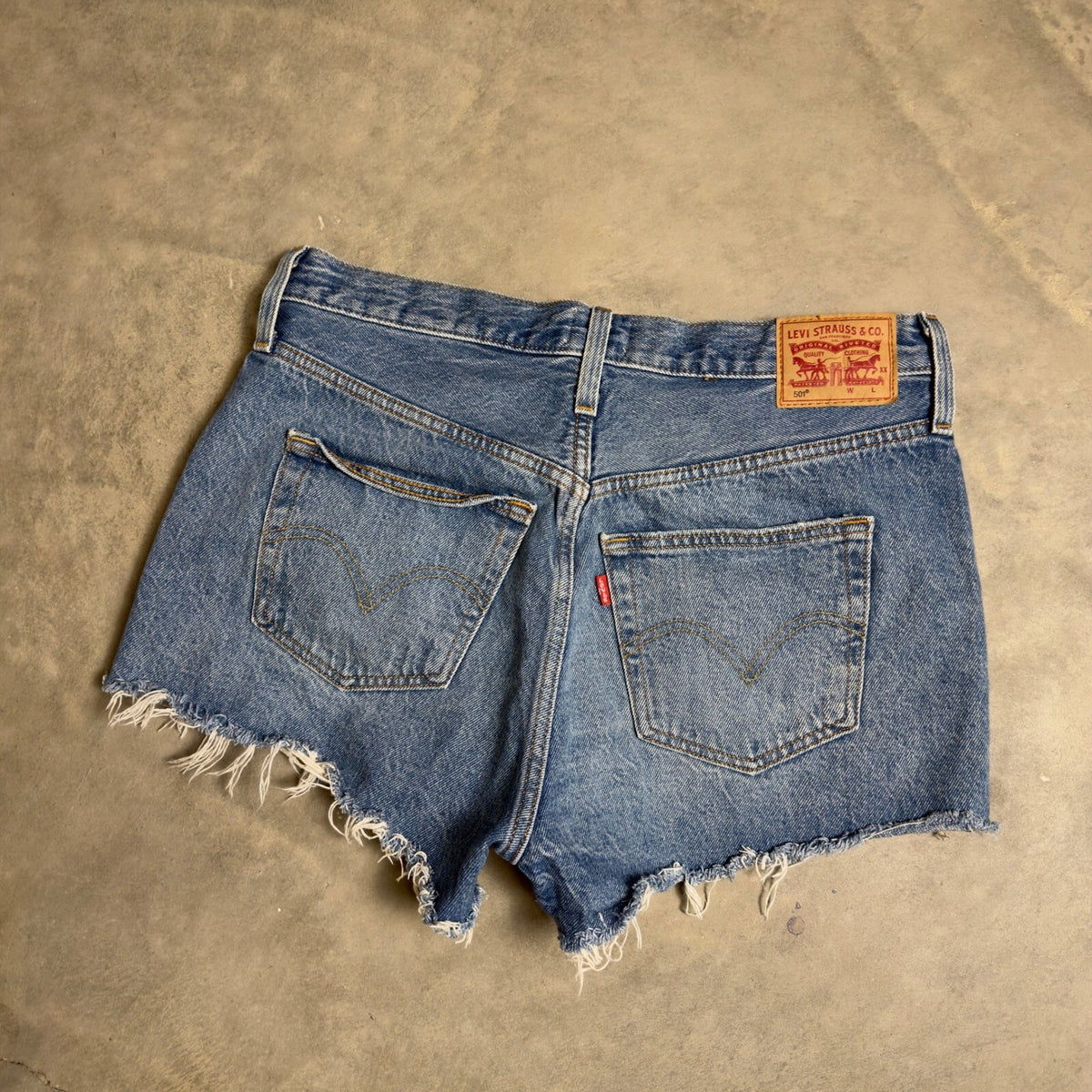 Levi's 501 Original Shorts Womens 29 Blue Distressed Retro