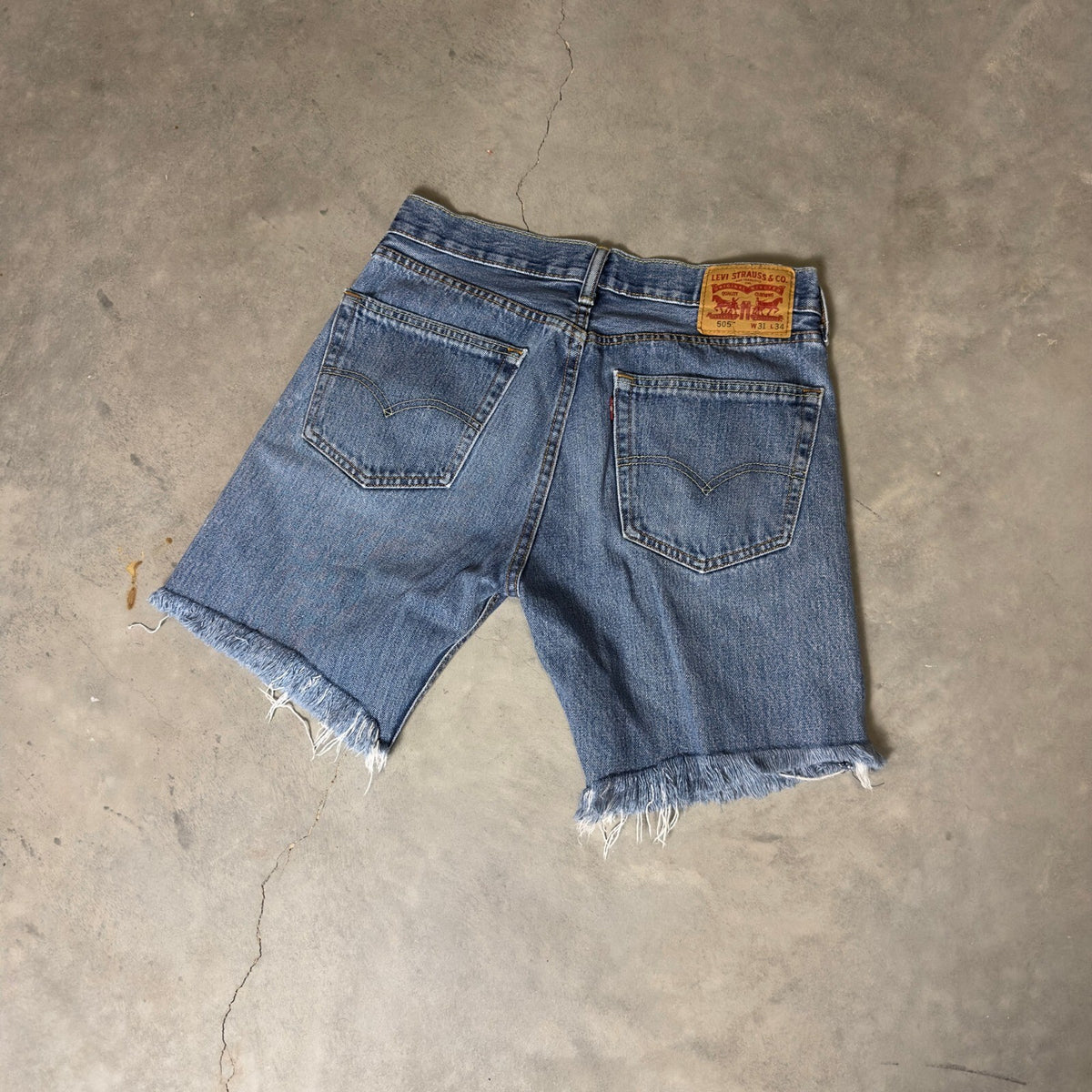 Levi's 505 Cutoff Denim Shorts Mens 31 Blue Baggy