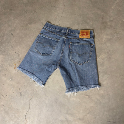 Levi's 505 Cutoff Denim Shorts Mens 31 Blue Baggy