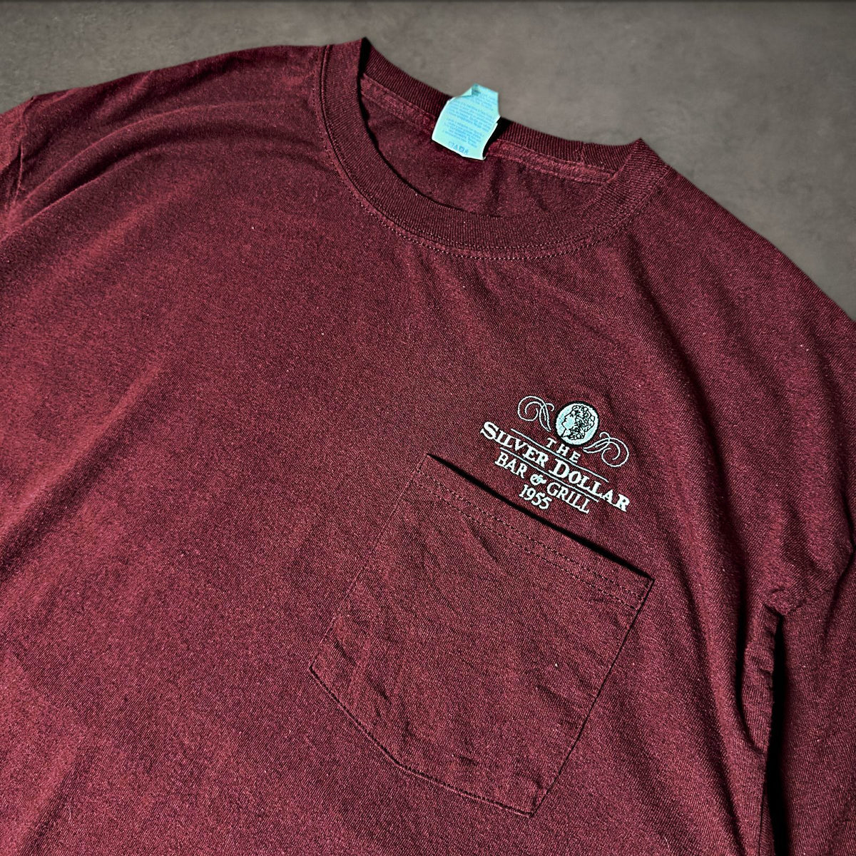 Port & Company Silver Dollar Pocket Tee Mens XL Maroon