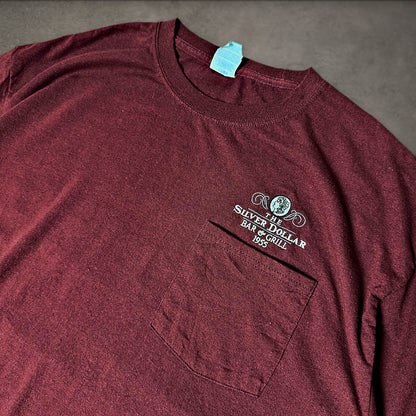 Port & Company Silver Dollar Pocket Tee Mens XL Maroon