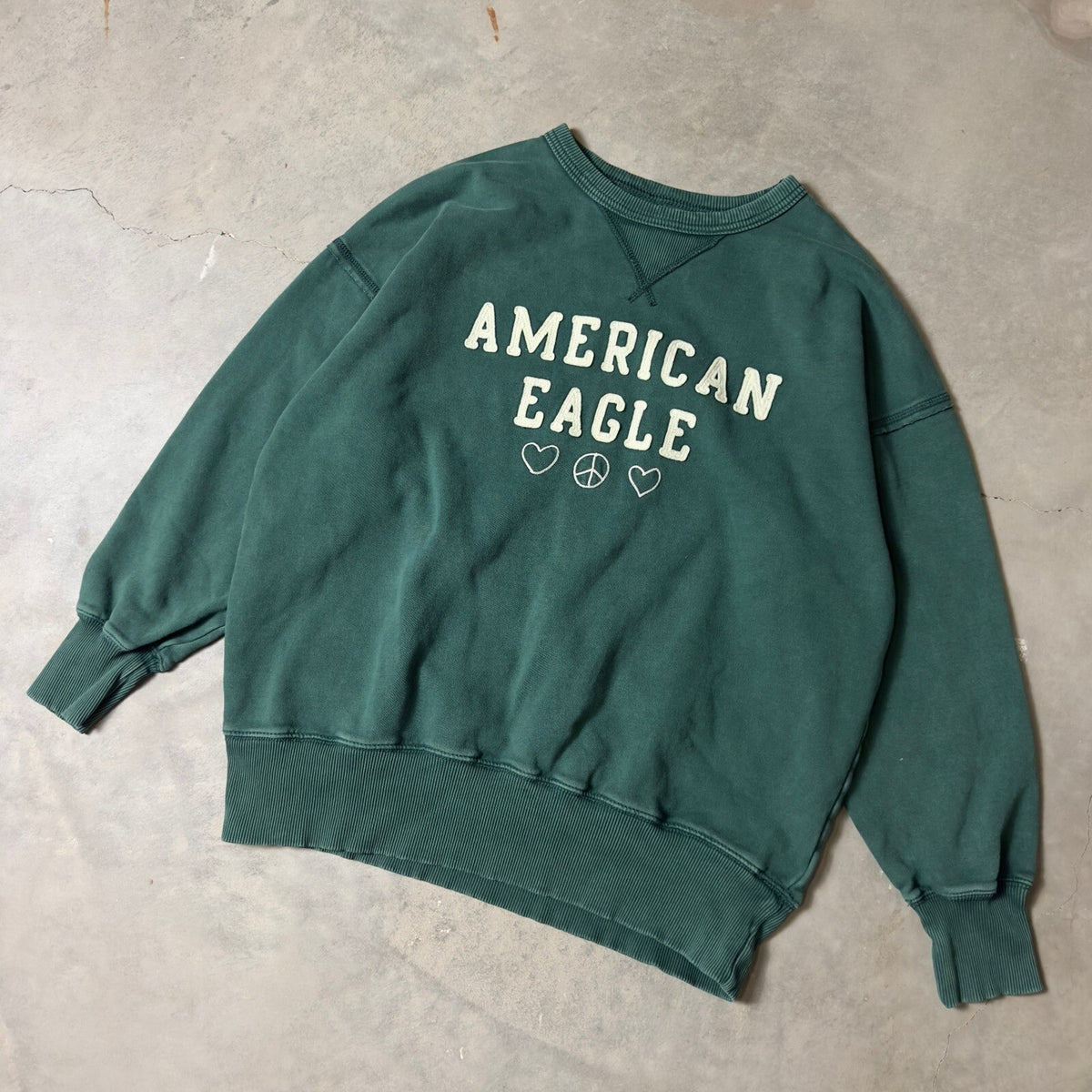American Eagle Sweatshirt Womens XS Green Oversized Crewneck