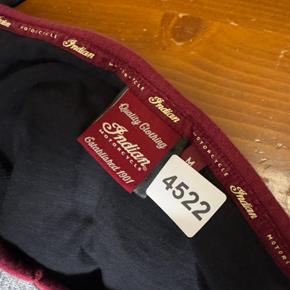 Indian Motorcycle Colorblock V-Neck Top Burgundy Black M