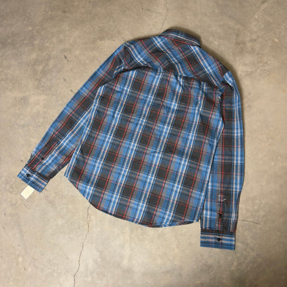 NWT Zoo York Plaid Flannel Button Down Shirt Mens M Blue Y2K