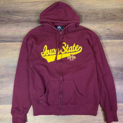 Iowa State Cyclones Zip Up Hoodie Mens M Maroon NCAA College