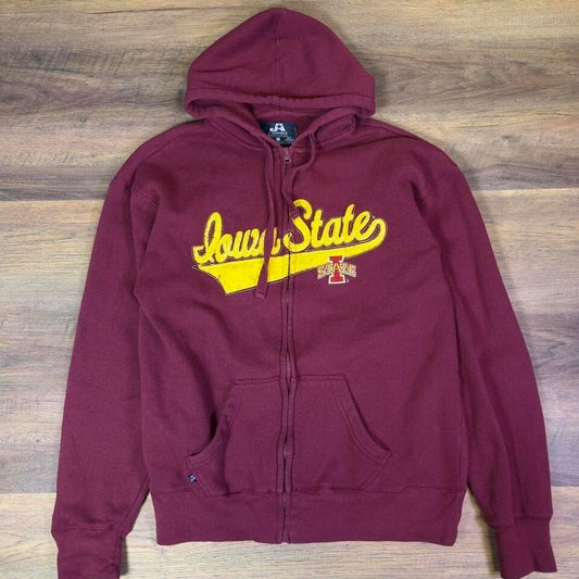 Iowa State Cyclones Zip Up Hoodie Mens M Maroon NCAA College