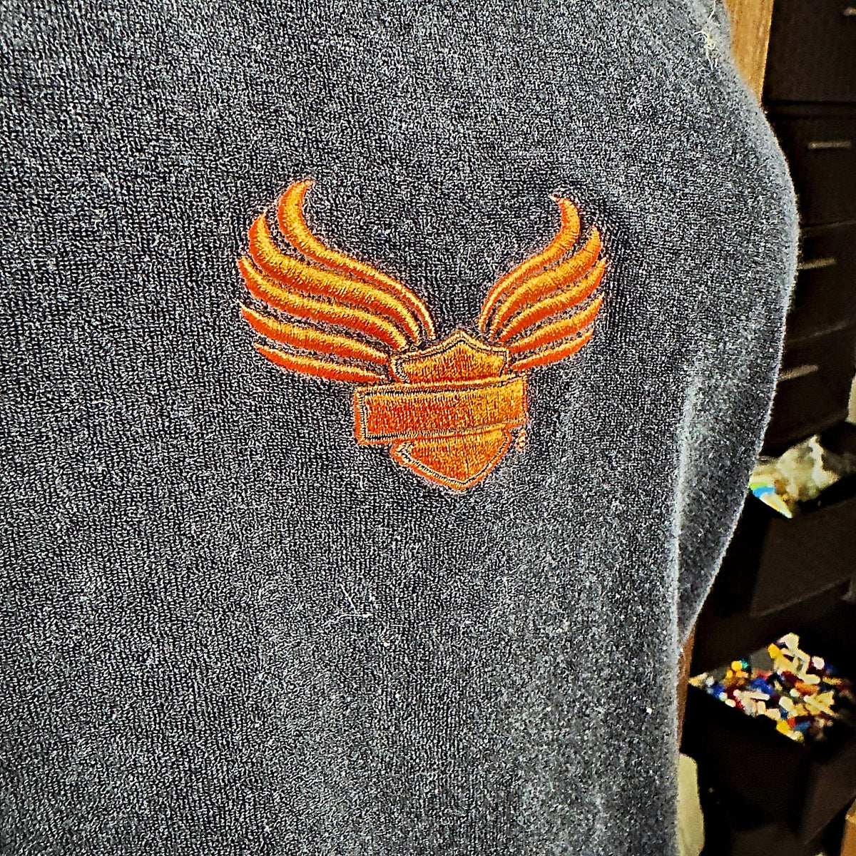 Harley-Davidson Terry Tank Top Womens L Navy Orange Biker