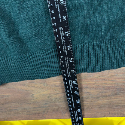 IZOD V-Neck Sweater Mens M Forest Green Marl Knit Ivy League