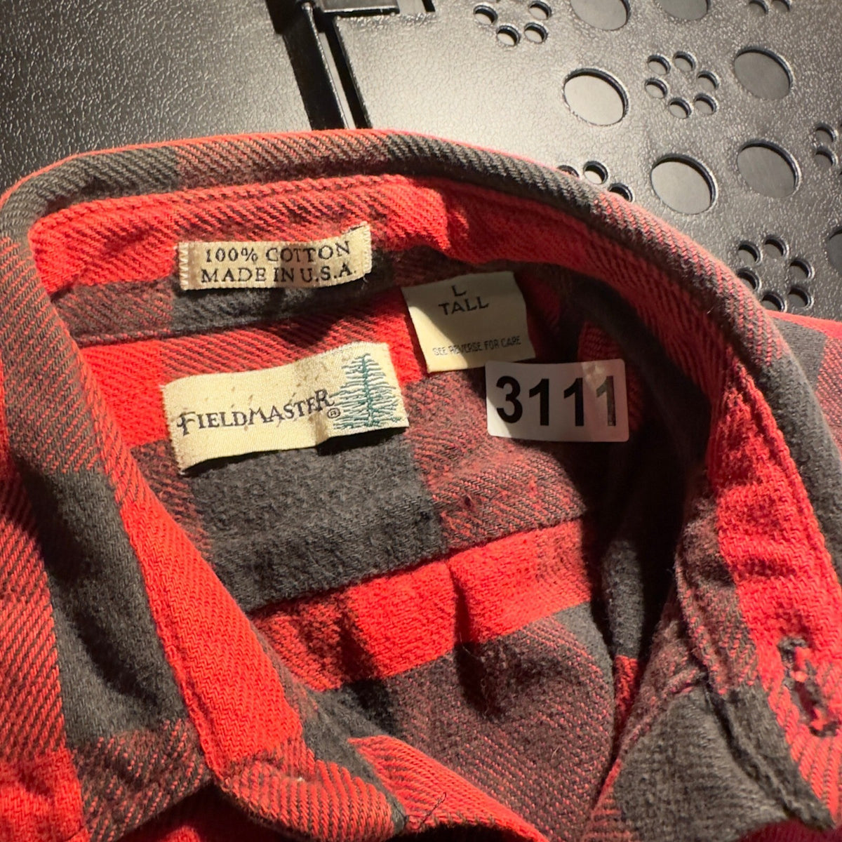 Vintage Fieldmaster Flannel Shirt Mens L Tall Red Buffalo