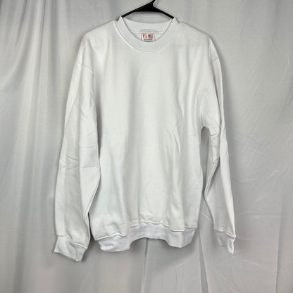 Bayside USA Crewneck Sweatshirt Mens Large White Made in USA