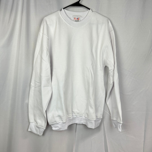 Bayside USA Crewneck Sweatshirt Mens Large White Made in USA