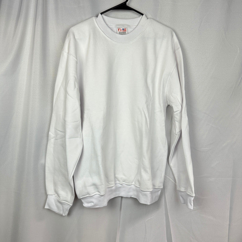 Bayside USA Crewneck Sweatshirt Mens Large White Made in USA