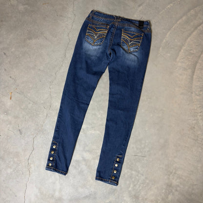Vintage Vanity Premium Skinny Jeans Womens 29x32 Dark Blue