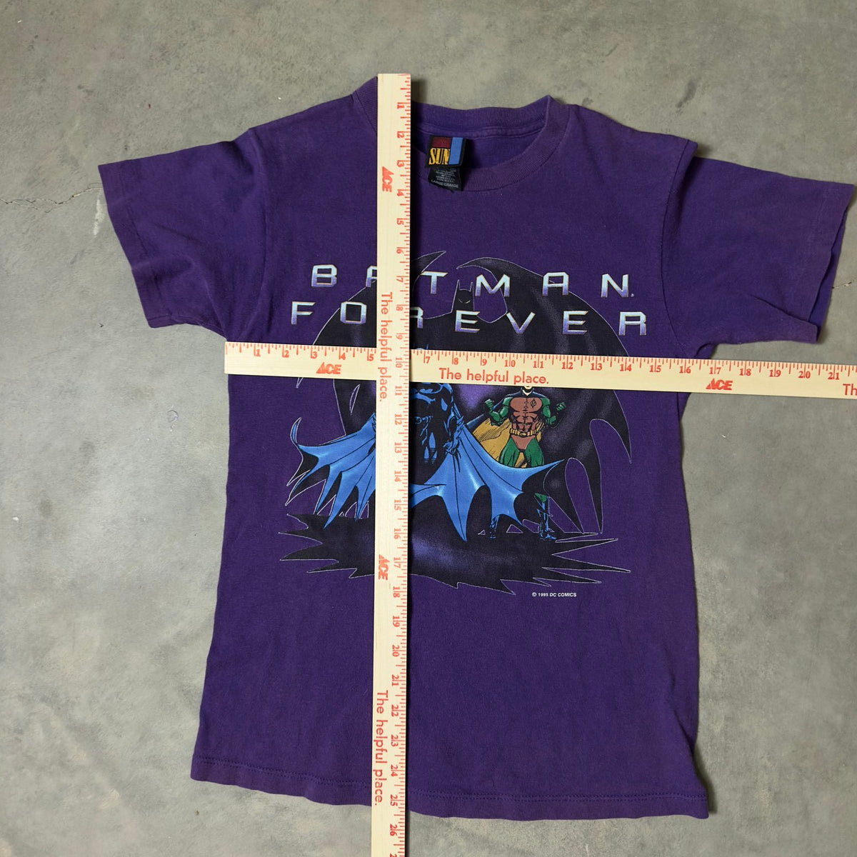 Vintage 1995 Batman Forever DC Comics Tee Sun Large Purple
