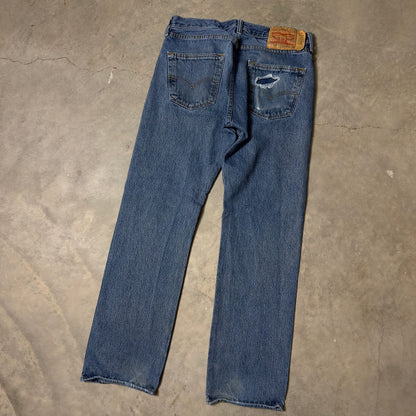 Levi's 501 Button Fly Jeans Mens 30x30 Medium Wash Worn In