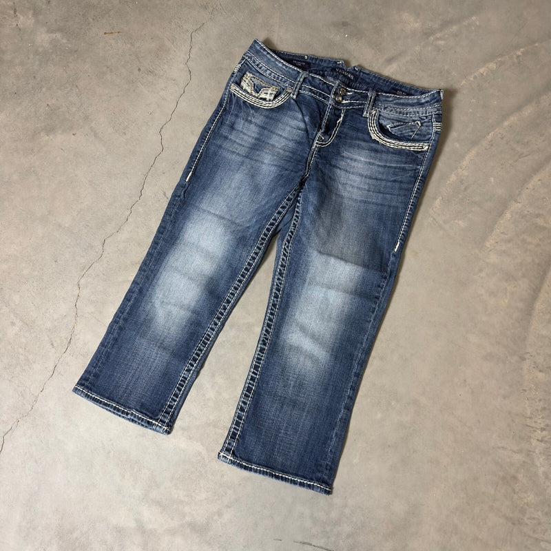 Y2K Vigoss Chelsea Crop Capri Jeans Womens 9/10 Medium Wash