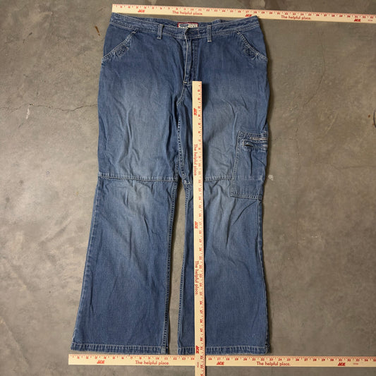 Old Navy Blue Jeans Womens Size 18 Bootcut Two-Tone Cargo