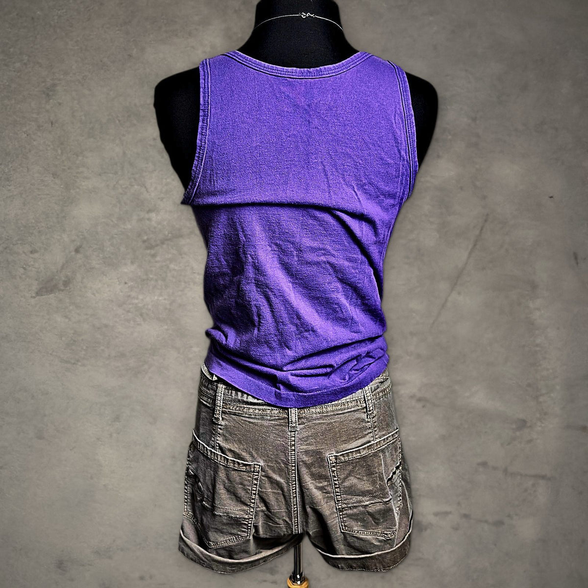 Vintage Anvil Bella Mia Floral Graphic Tank Womens M Purple