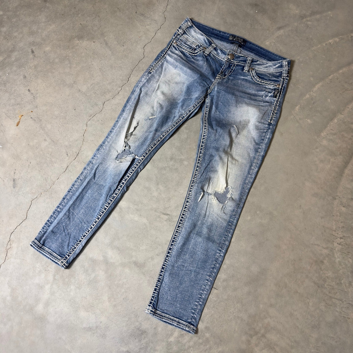 Y2K Silver Jeans Aiko Skinny Jeans Womens 29x29 Light Wash