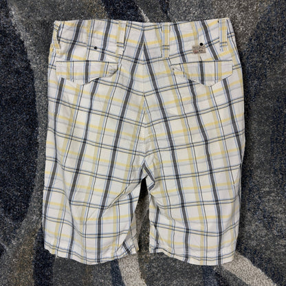 Vintage Nautica Jeans Plaid Shorts Mens 32 White Yellow