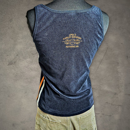 Harley-Davidson Terry Tank Top Womens L Navy Orange Biker