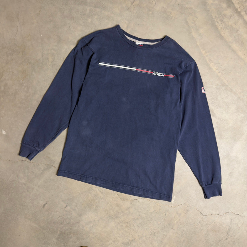Vintage Tommy Hilfiger Long Sleeve T-Shirt Mens XL Navy 90s