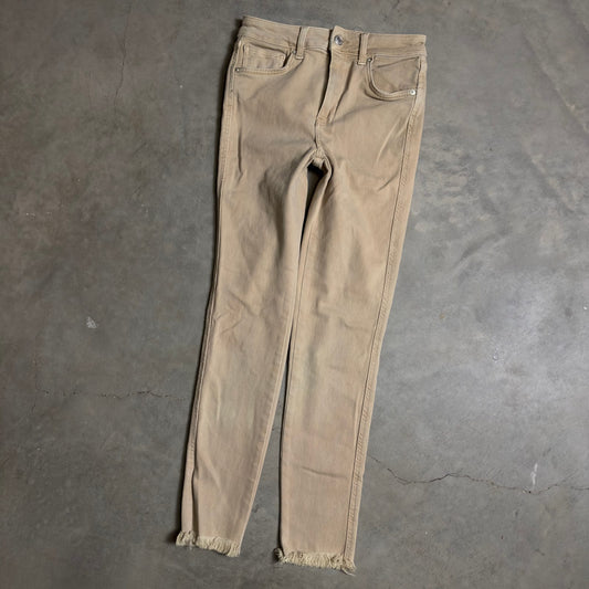 We The Free Skinny Pants Womens 26 Beige Raw Hem