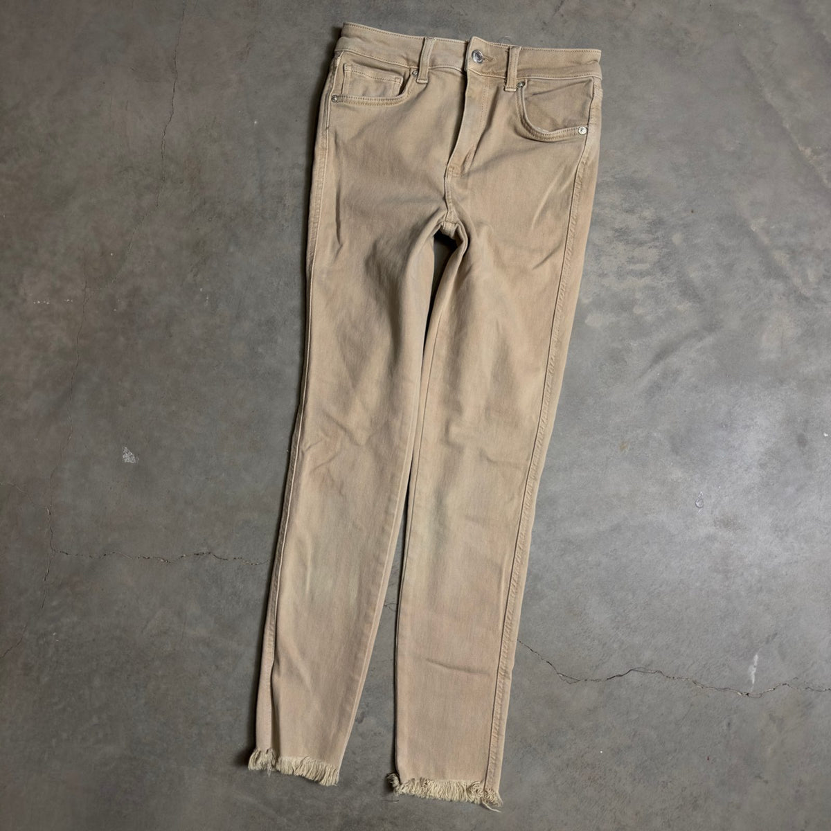 We The Free Skinny Pants Womens 26 Beige Raw Hem