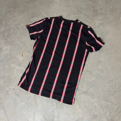 Hollister Striped T-Shirt Mens L Black Red White Surf Y2K