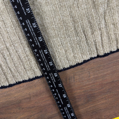 Vintage Ribbed Chenille Sweater Tan Beige Black Striped Y2K