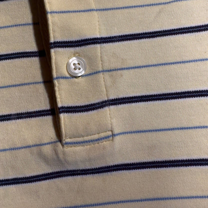 Eddie Bauer Striped Pima Cotton Polo Shirt Mens XL Yellow