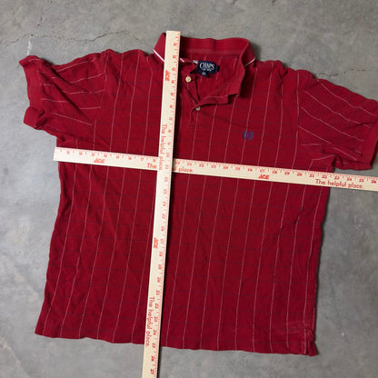 Chaps Ralph Lauren Red Striped Polo Mens L Cotton