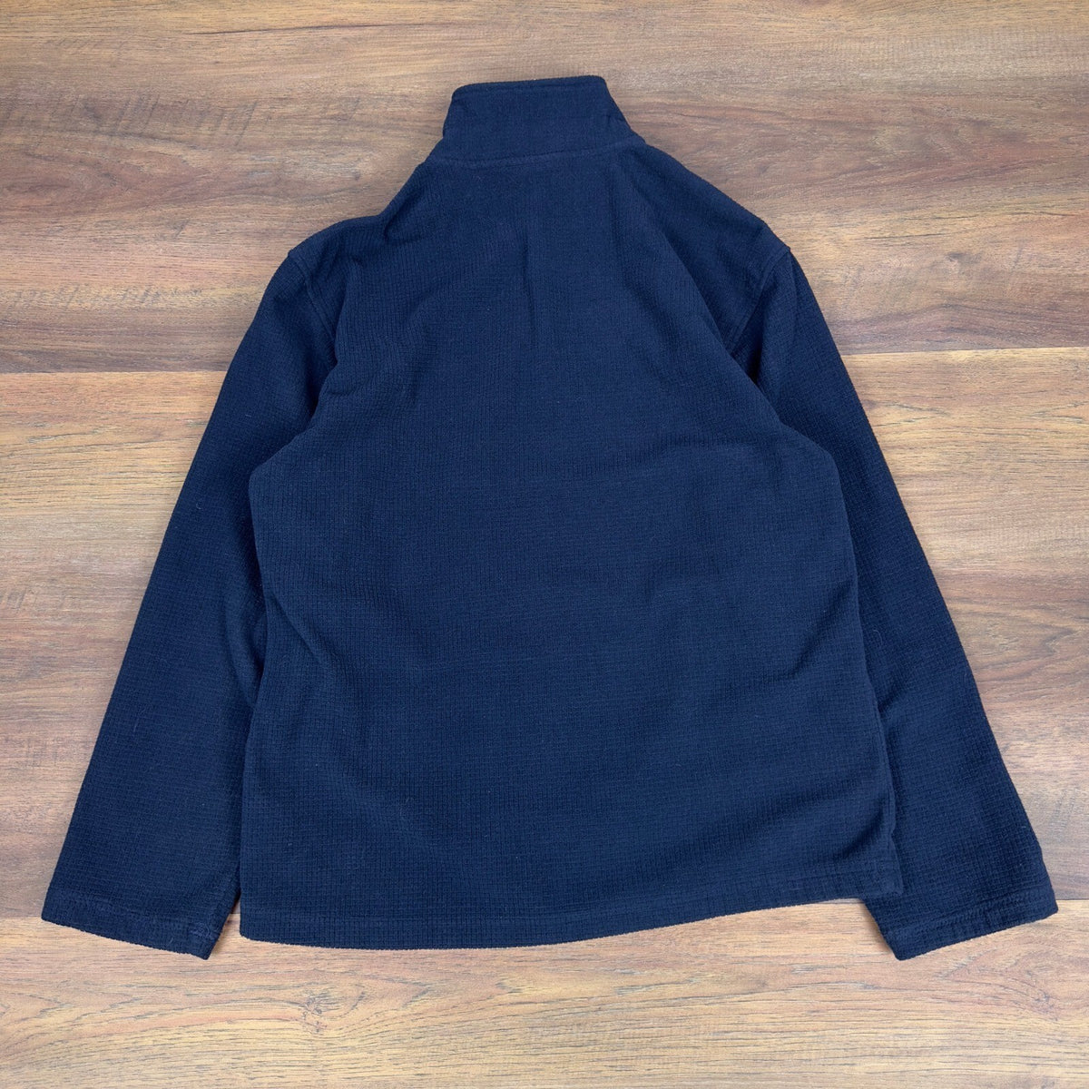 Starter Quarter Zip Pullover Navy Blue Grid Fleece Mock Neck