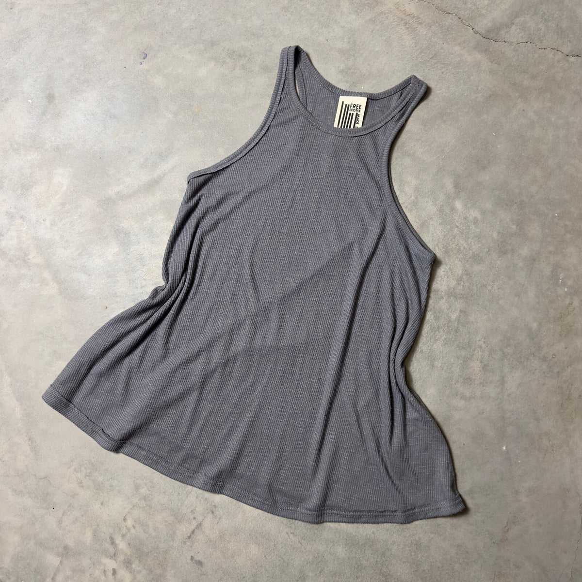 Free People Ribbed Tank Top Womens XS Grey High Neck