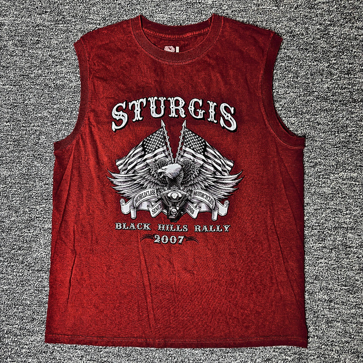 Fruit of the Loom Sturgis 2007 Sleeveless Tee Mens M Red
