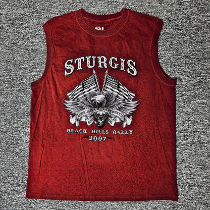 Fruit of the Loom Sturgis 2007 Sleeveless Tee Mens M Red