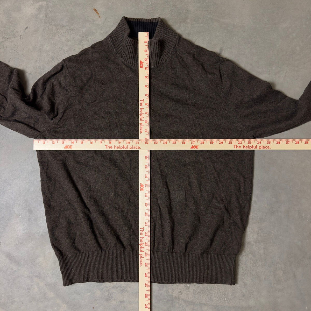 Eddie Bauer Quarter Zip Sweater Mens L Brown Cashmere Blend