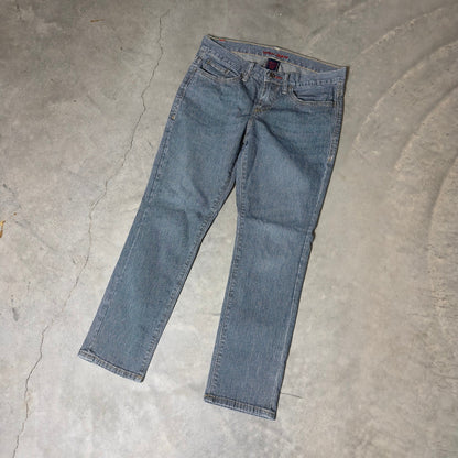 Vintage Worn Jeans Pinstripe Straight Jeans Womens 2/26 Blue