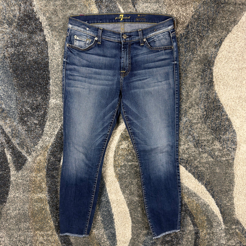 7 For All Mankind The Ankle Skinny Jeans Womens 30 Raw Hem