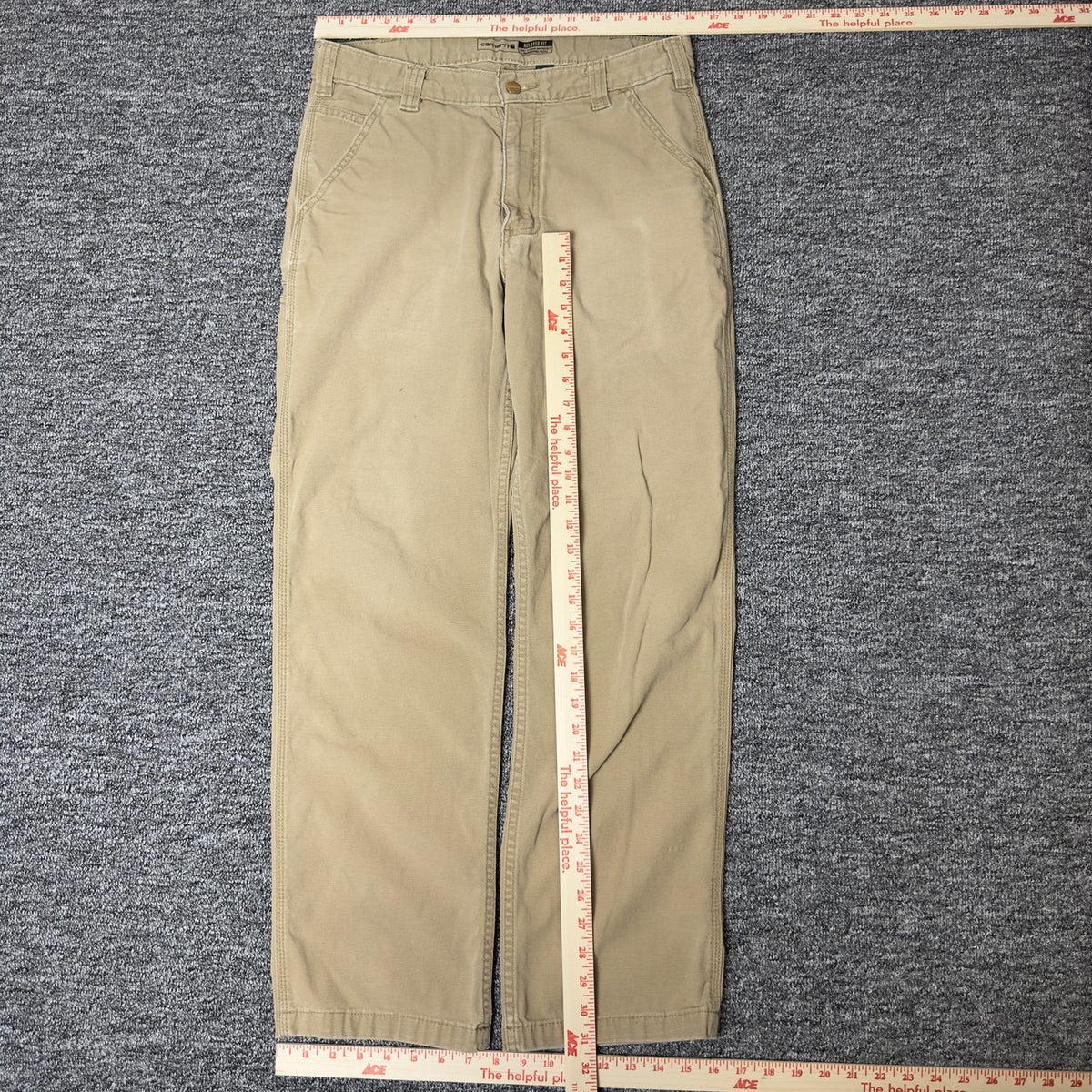 Carhartt Relaxed Fit Pants Mens 33x32 Khaki Baggy Workwear