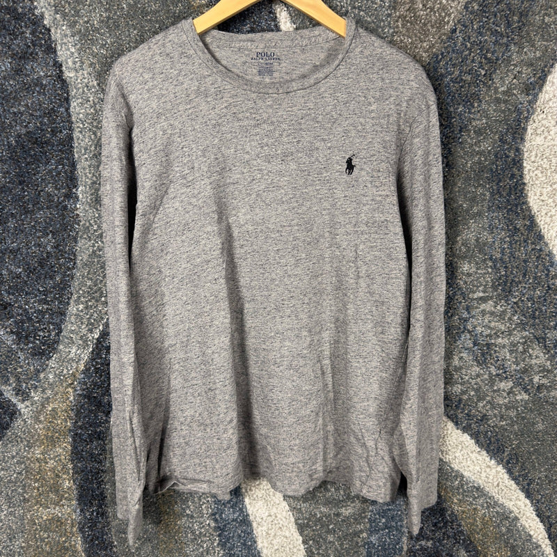 Polo Ralph Lauren Long Sleeve Tee Mens L Heather Gray Marled