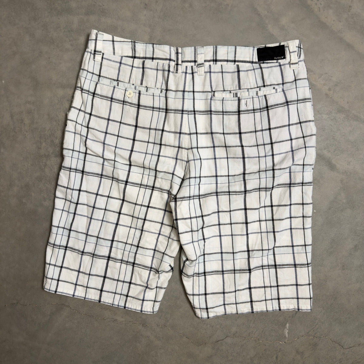 Hurley Plaid Walk Shorts Mens 36 White Black