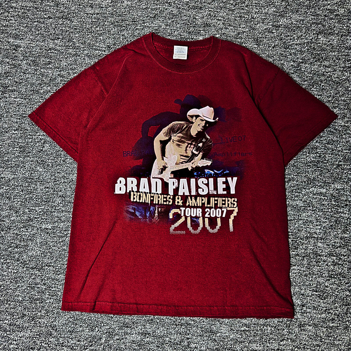 Gildan Brad Paisley 2007 Tour Tee Mens M Red Country
