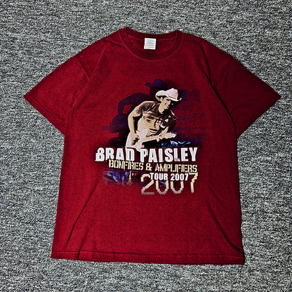 Gildan Brad Paisley 2007 Tour Tee Mens M Red Country