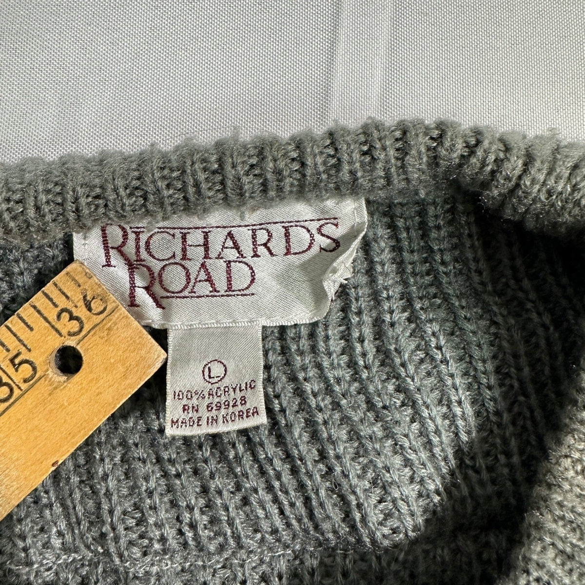 Vintage Richards Road Striped Knit Sweater Mens L Gray
