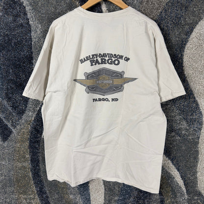 Harley Davidson Fargo ND Pocket T-Shirt Mens 2XL Cream 2012