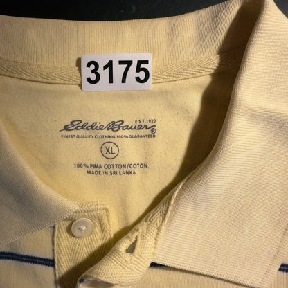 Eddie Bauer Striped Pima Cotton Polo Shirt Mens XL Yellow