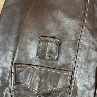 Vintage Towncraft Mens XL Brown Leather Car Coat Jacket