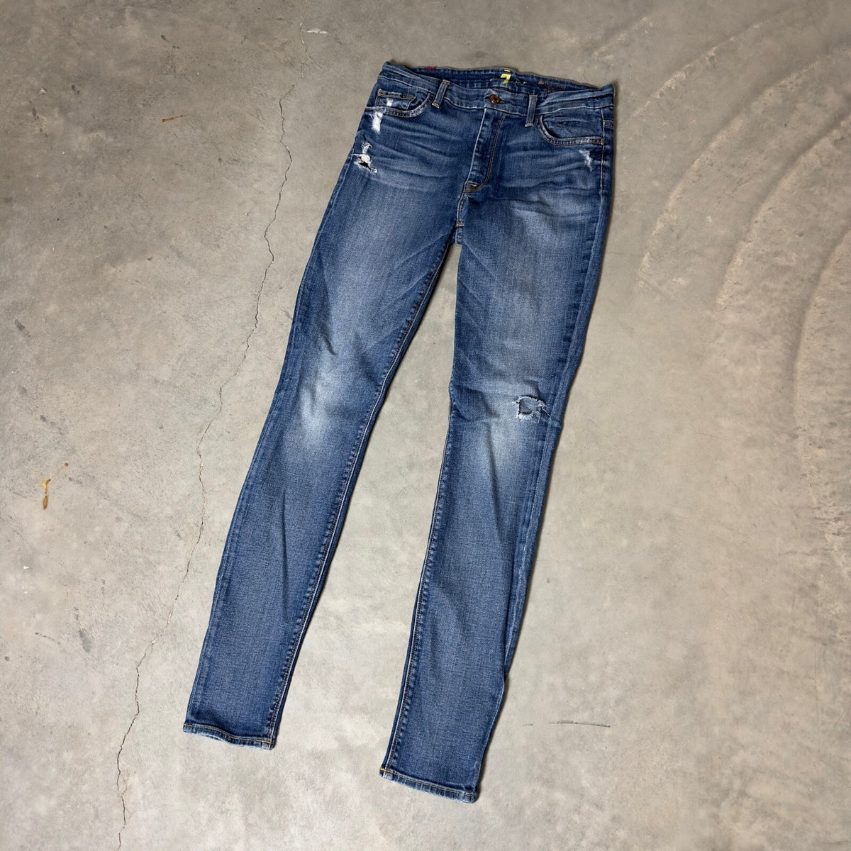 7 For All Mankind High Waist Skinny Jeans Womens 28 Blue