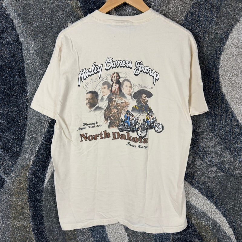 Vintage 2001 Harley Davidson HOG Rally Tee Mens L Cream ND
